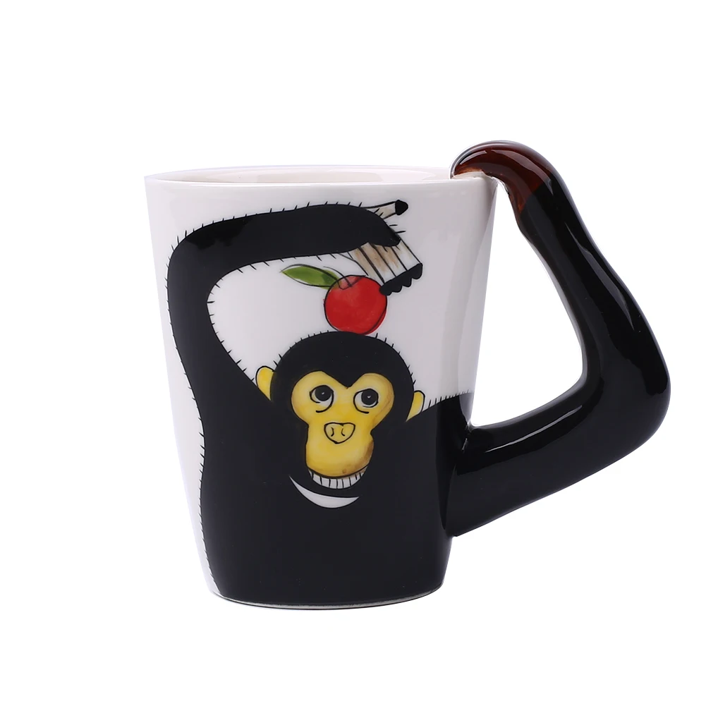 Ручная роспись керамическая кружка с животными 3D Ручка Cuppa подарок для дома и офиса - Цвет: Orangutan