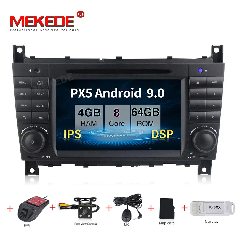 MEKEDE Android 9,0 Автомобильный gps Автомагнитола для Mercedes benzc-класс CLC W203 CLK W209 2004-2007 C200 C230 C220 C320 C350 - Цвет: PX5