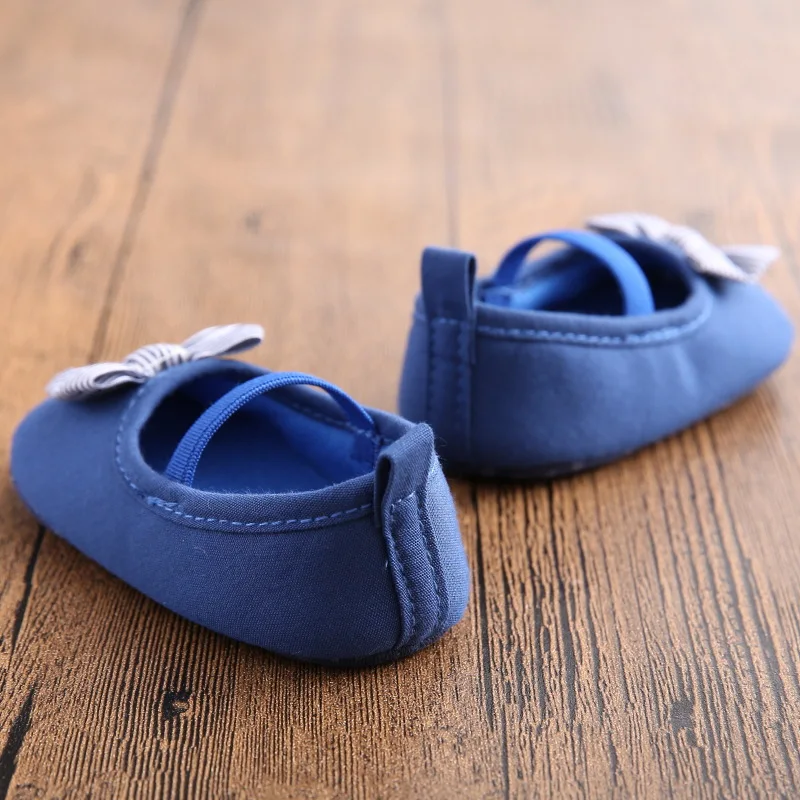 

0-1-Year-Old Spring And Autumn Pure Blue Baby Girls Princess Shoes Soft Bottom Babies' Toddler Shoes Support