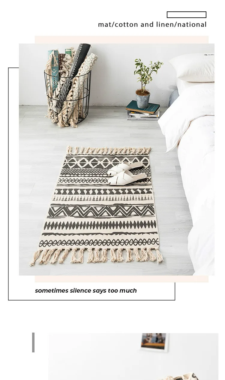 Helper Description Diagram：A thin tapestry carpet with cotton printing and vintage plain color for generations of cross-border Nationalities