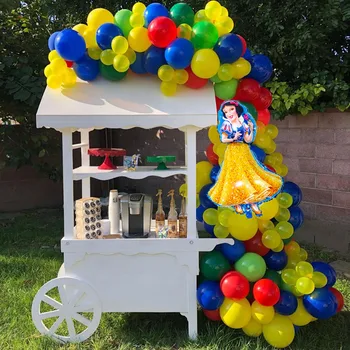 

1set of 10 inch red yellow blue balloon garland kit girl Snow White theme birthday summer party decoration supplies