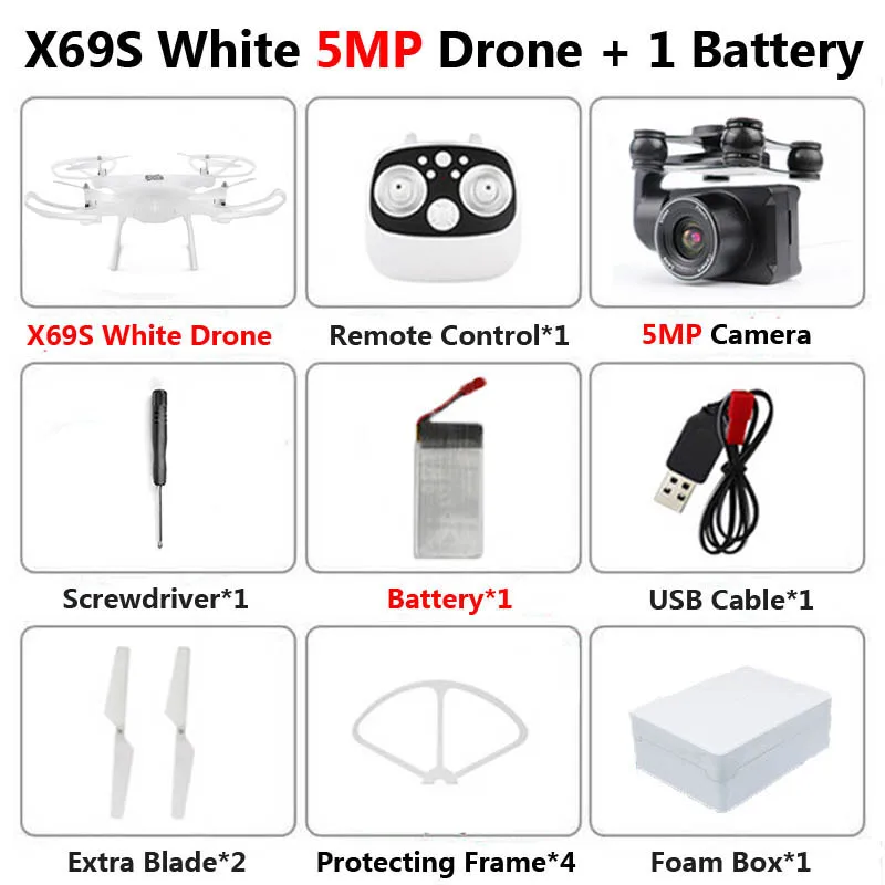 X69S Профессиональный беспилотник с вращающейся камерой ESC 4K HD WiFi FPV высота удерживает широкий угол RC Квадрокоптер Вертолет игрушка VS XY4 E58 - Цвет: White 5MP 1B Foam