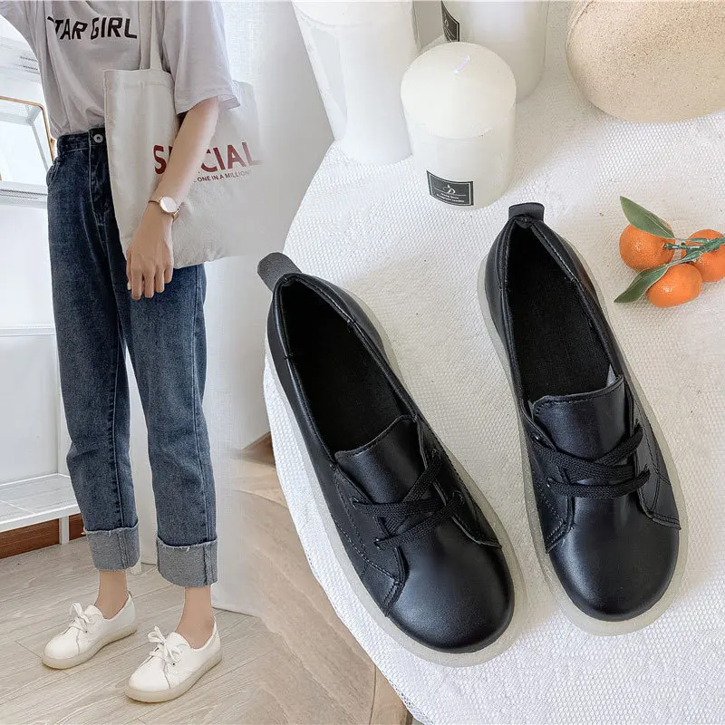 

Online Celebrity White Shoes Women's 2019 New Style Versatile Flat Shallow Mouth Single Shoes Lazy Slip-on Soft-Sole Comfortable