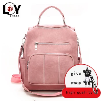 

Vintage Multifunction Multiple Zippers Backpacks For Women High Quality Pu Leather Womens Travel Backpacks Fashion Shoulder Bags