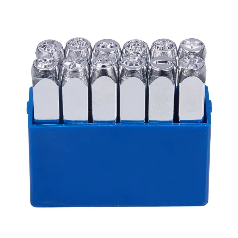 

12 Design Jewelry Stamps Tree Cat Brid Pattern Metal Punch Stamp Stamping Tools