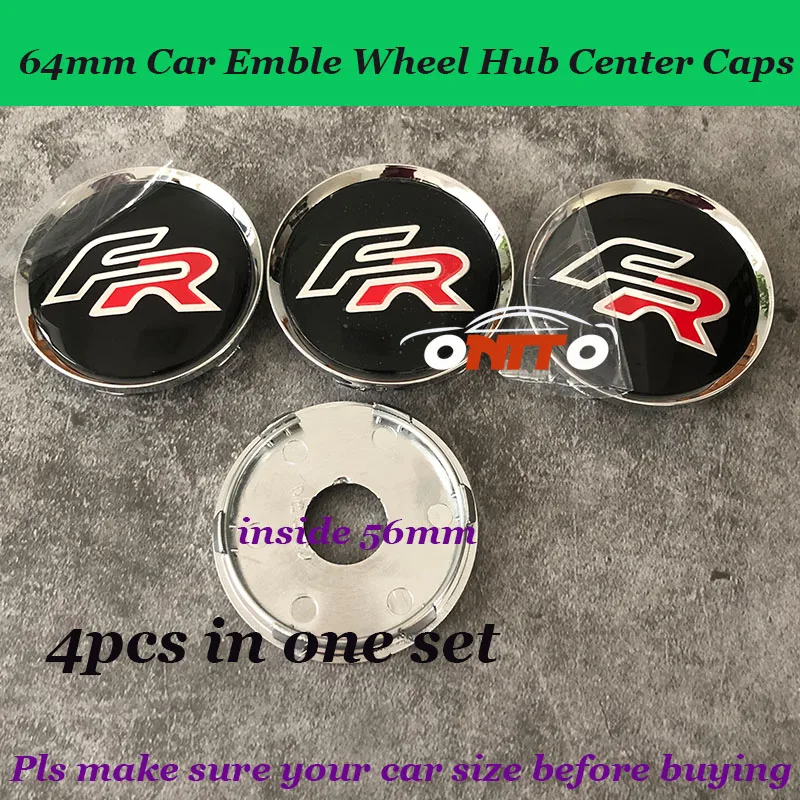 

4pcs 64mm Auto badge emblem FR Car Wheels hub center caps For seat Cordoba Ibiza Cupra Leon lbiza Toledo Altea IB E Car covers