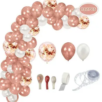 

132pcs/set Latex Balloon Confetti Set With Balloon Gold Party Birthday Wedding Decoration Latex Balloon Chain Rose For Chil P3T5