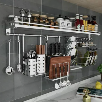 

Stainless steel kitchen rack wall-mounted seasoning rack storage rack rack hook piece knife holder supplies