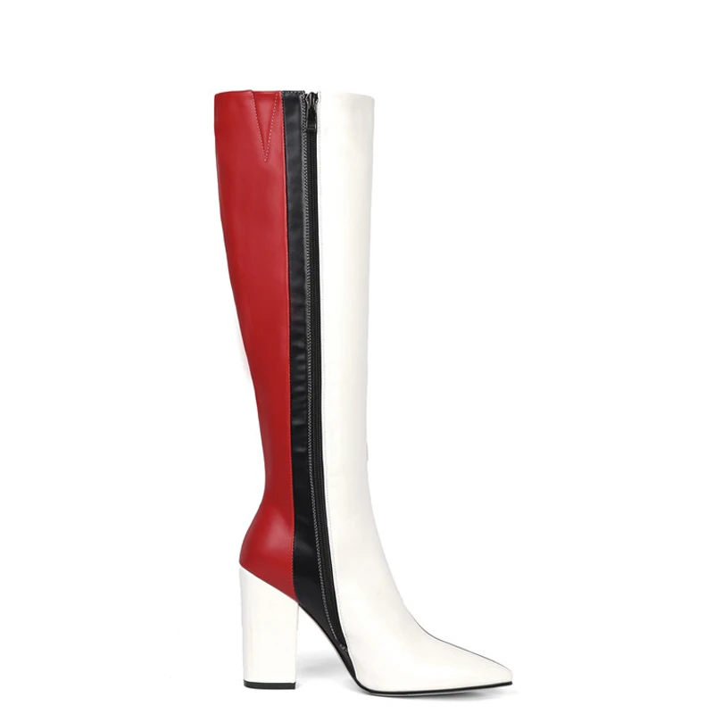 

YECHNE Spring Autumn Women's Knee High Boots Woman Shoes Fashion Sexy High Heels Boots Pointed Toe Knee High Boots