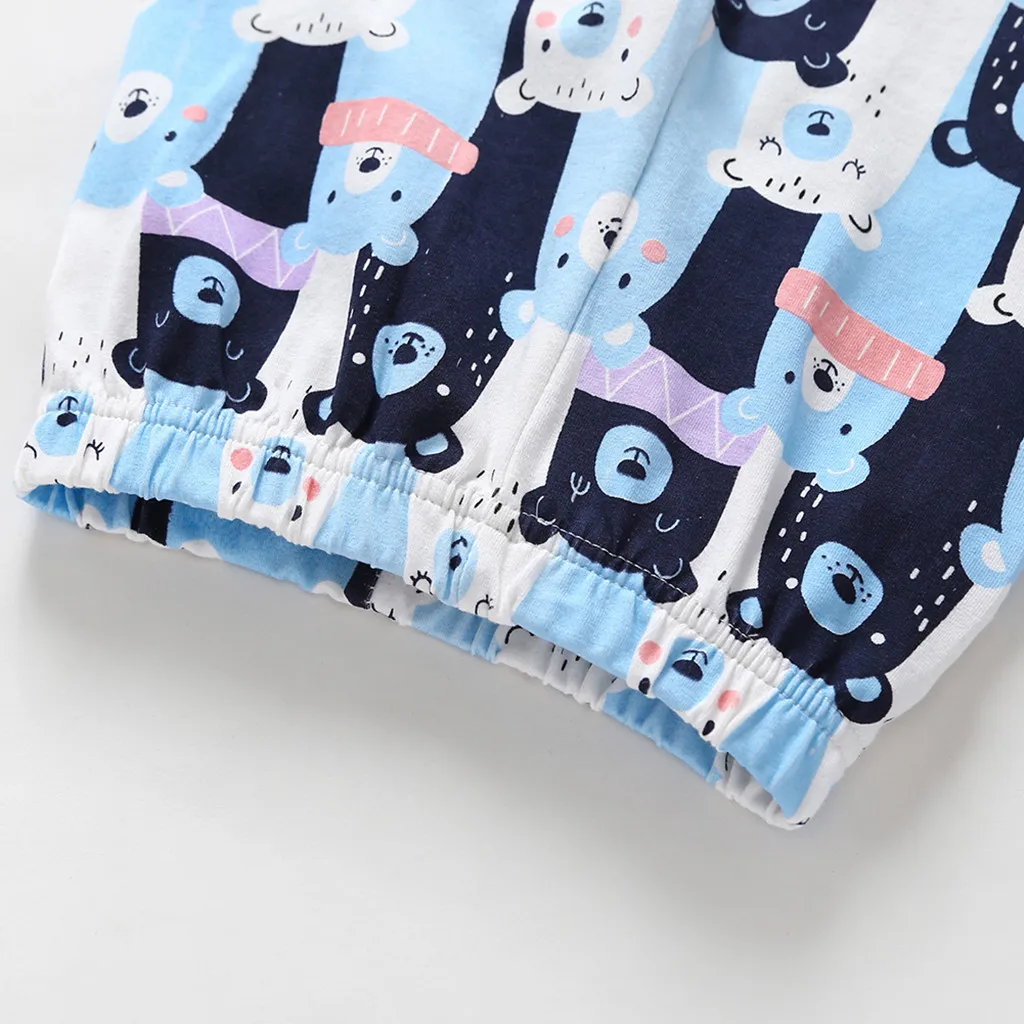 Kawaii/детская одежда для маленьких детей осенние Топы с длинными рукавами и рисунком медведя+ штаны, пижамы, одежда для сна W909