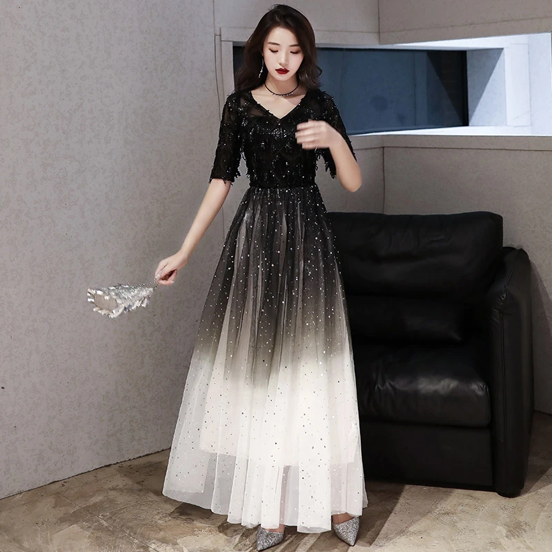 evening dress with half sleeves