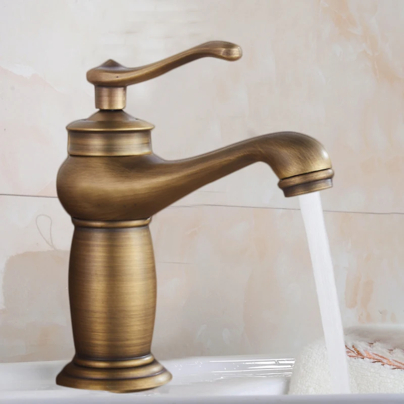 Кран для воды с одной ручкой, смеситель для воды, кран для ванной комнаты, Античная бронзовая отделка, латунный кран для раковины, кран для ку... Кран для воды с одной ручкой, смеситель для воды, кран для ванной комнаты, Античная бронзовая отделка, латунный кран для раковины, кран для ку...