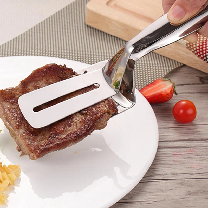 

1pcs Stainless Steel Barbecue Tongs Steak Clip Fried Steak Shovel Fish Shovel Barbecue Bread Clip Kitchen Bread Meat Clip