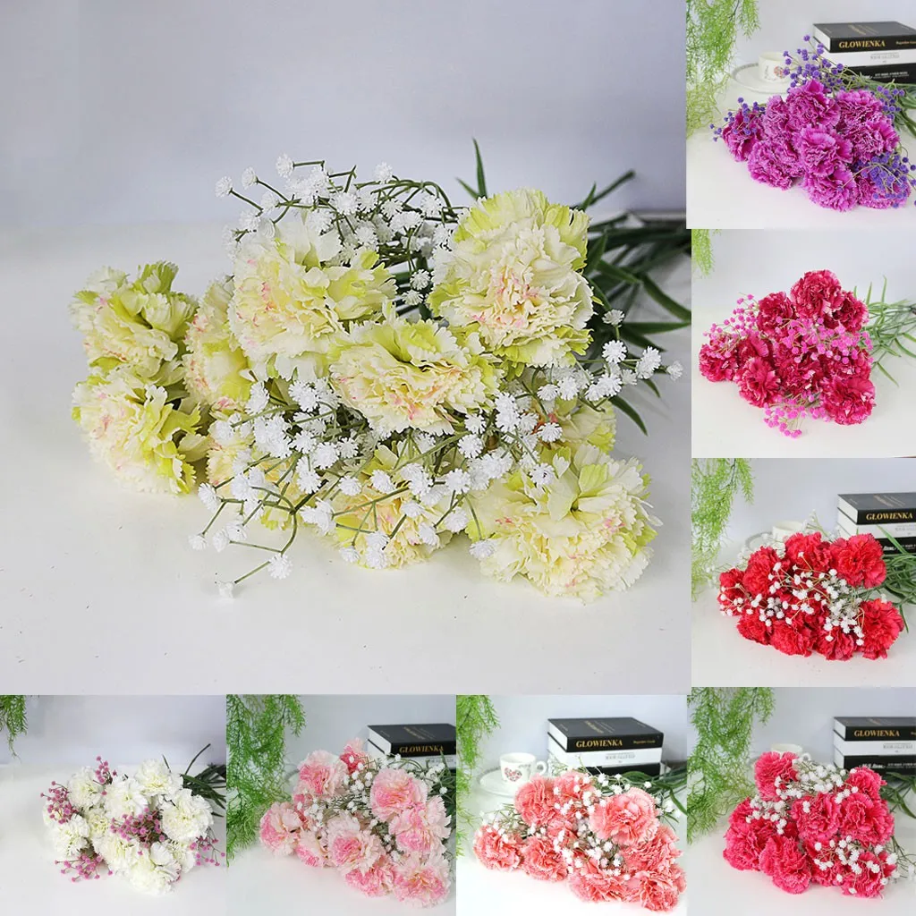 Горячие искусственные гвоздики Шелковые Цветы Свадебные гортензии дома матери/день учительницы натуральные реалистичные Красивые