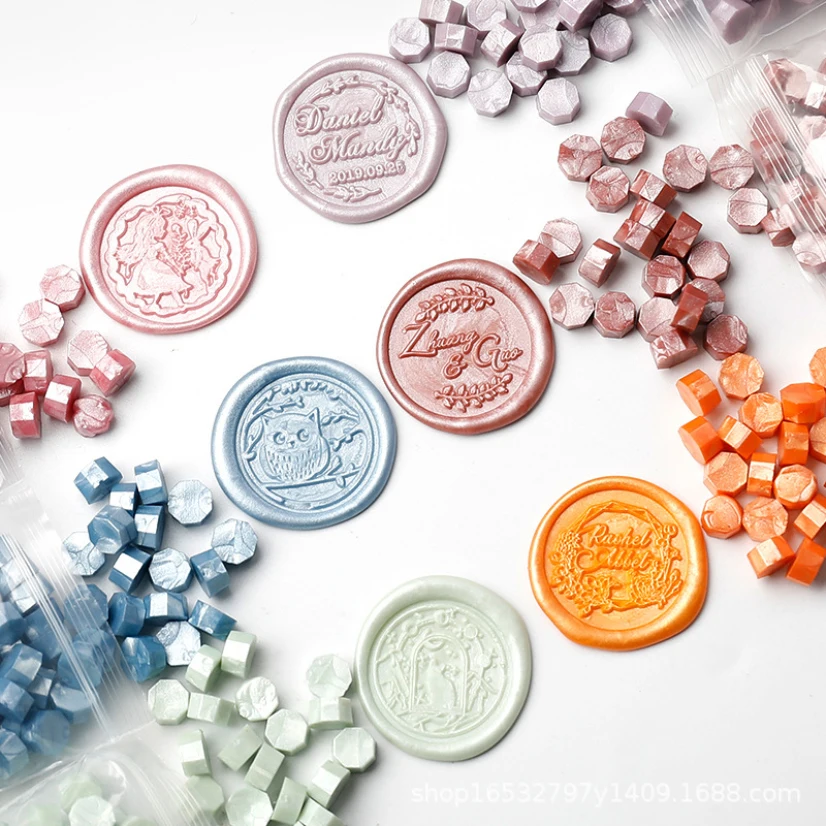 Description Picture 2 of item100Pcs/Bag Sealing Wax Vintage Stamp Beads for Envelope Wedding Invitation Card Multicolor Seal Tablet Scrapbooking Wax Beads