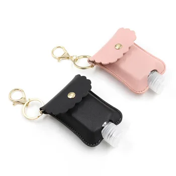 

30 ML Empty Leak Proof Plastic Travel Bottle Portable Refillable Squeeze Bottle With Leather Keychain Holder For Hand Sanitizer