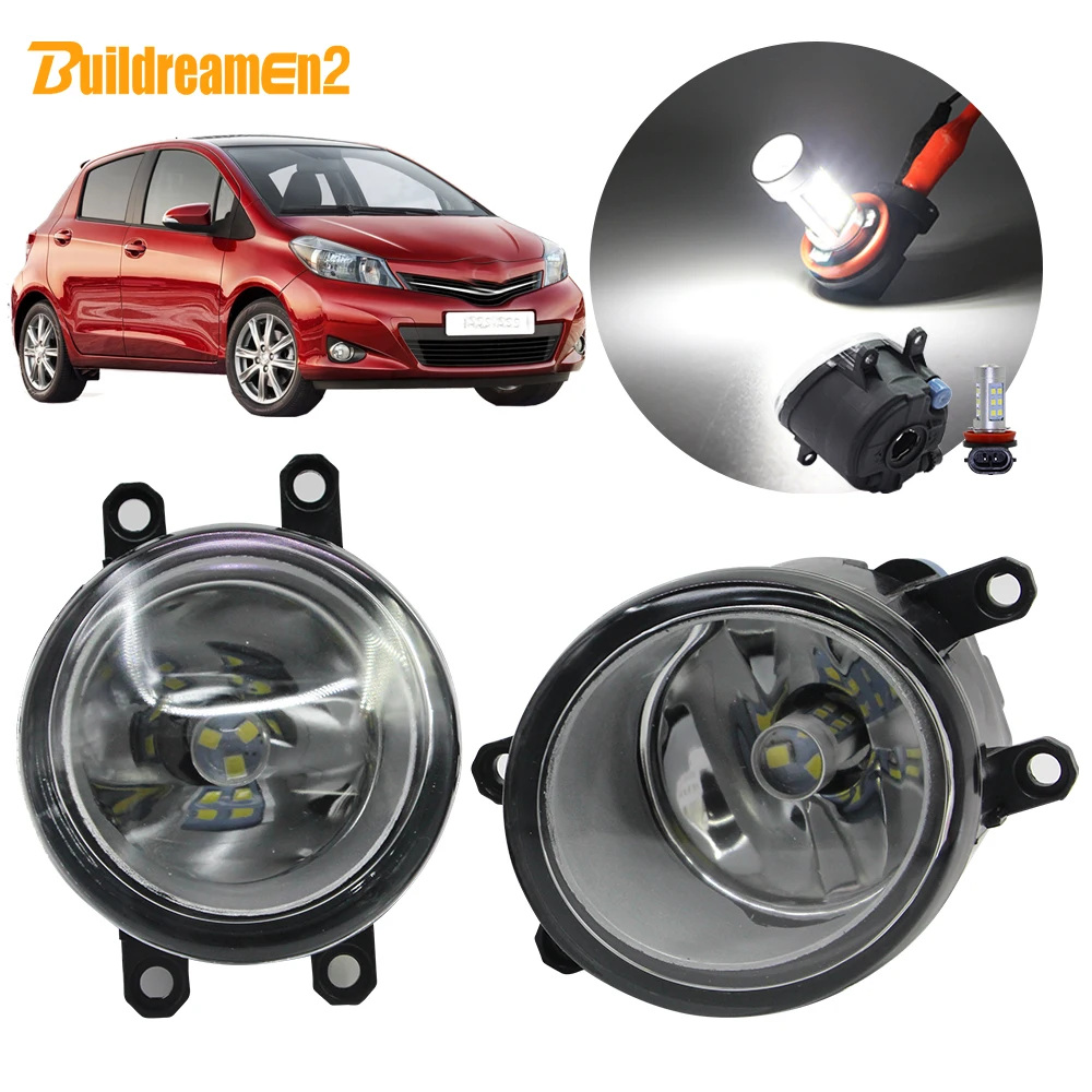 Buildreamen2 для Toyota Yaris автомобиля H11 туман светильник сборки абажур + ДРЛ 12 в 2006 2007 2008