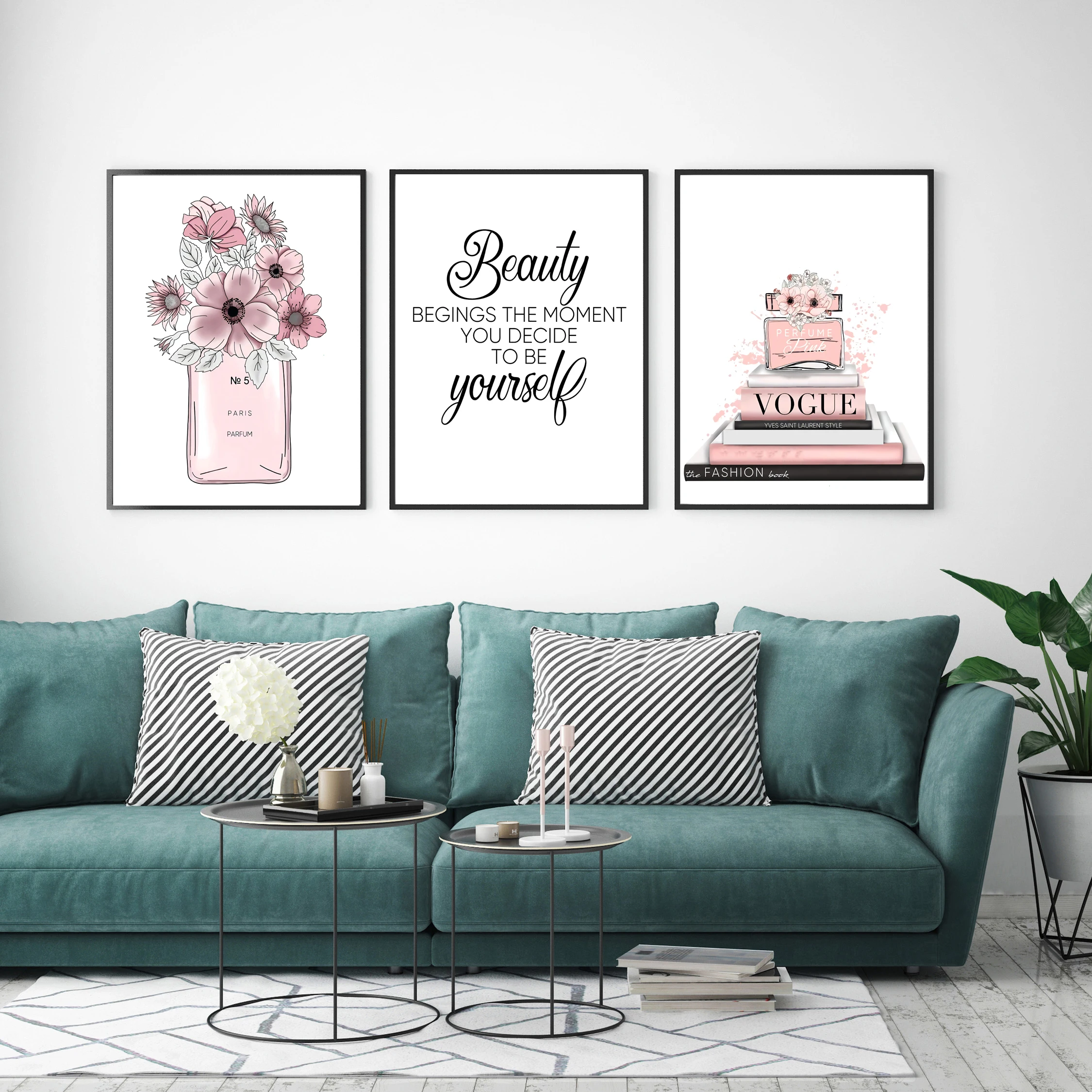 

Nordic Home Decor Fashion Women Perfume Bottle Canvas Painting Wall Art Wall Pictures For Living Room Posters and Print No Frame