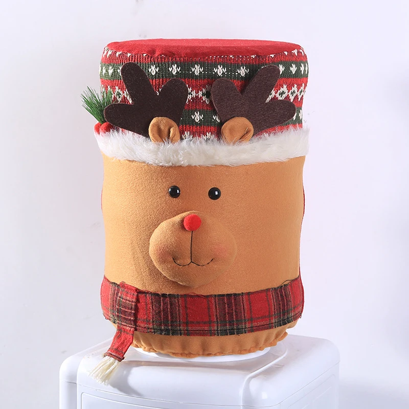 Santa Elk Water Cooler Dispenser Bucket Cover Christmas Decor Dustproof Cloth