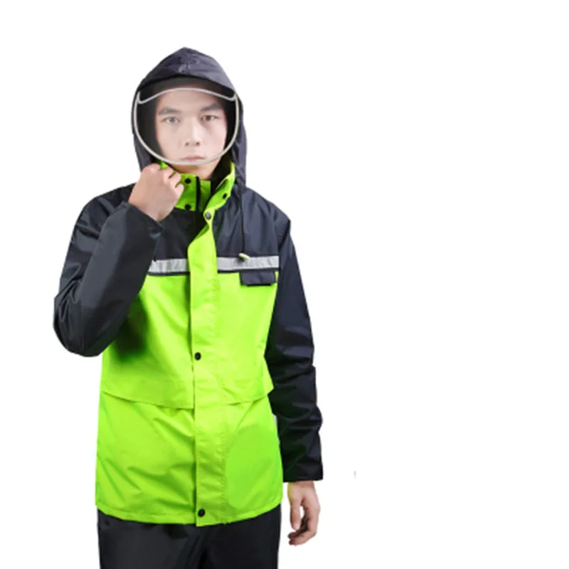 Green mask cap Водонепроницаемый дождевик мотоциклетный женский мото плащ Кемпинг Женский Мужской дождевик брюки непроницаемый дождевик LZG287 - Цвет: Green mask cap