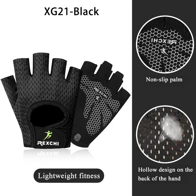 Gym Gloves Fitness Weight Lifting Gloves Body Building Training Sports Gloves Workout Half Finger Hand Protector for Men Women 21lightweight black