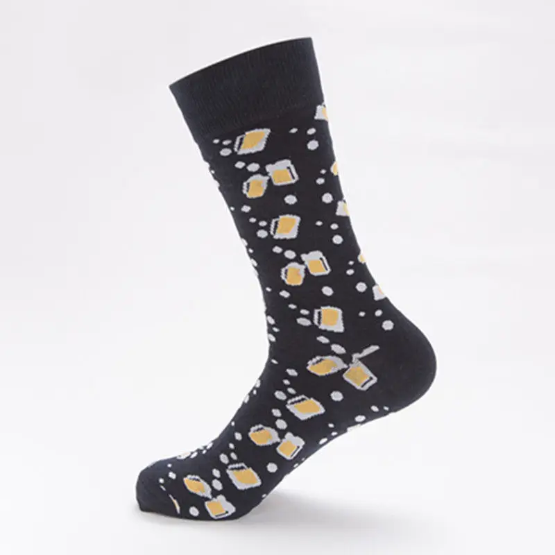 Разноцветные мужские носки из чесаного хлопка, носки для пар, Модные Цветные Носки для скейтборда, высококачественные длинные мужские носки - Цвет: Black