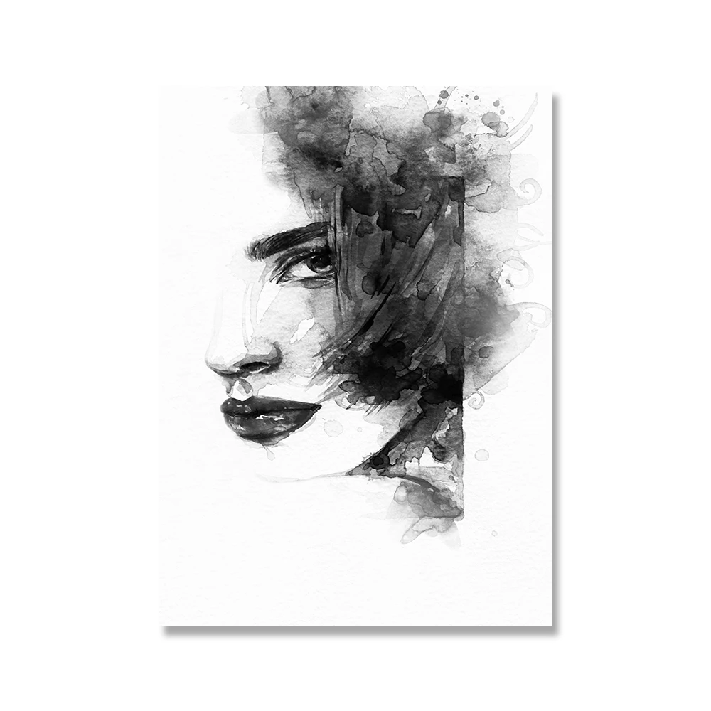 Fashion-Wall-Art-Black-White-Watercolor-Woman-Print-Sexy-Female-Poster-Canvas-Art-Beauty-Wall-Picture (6)