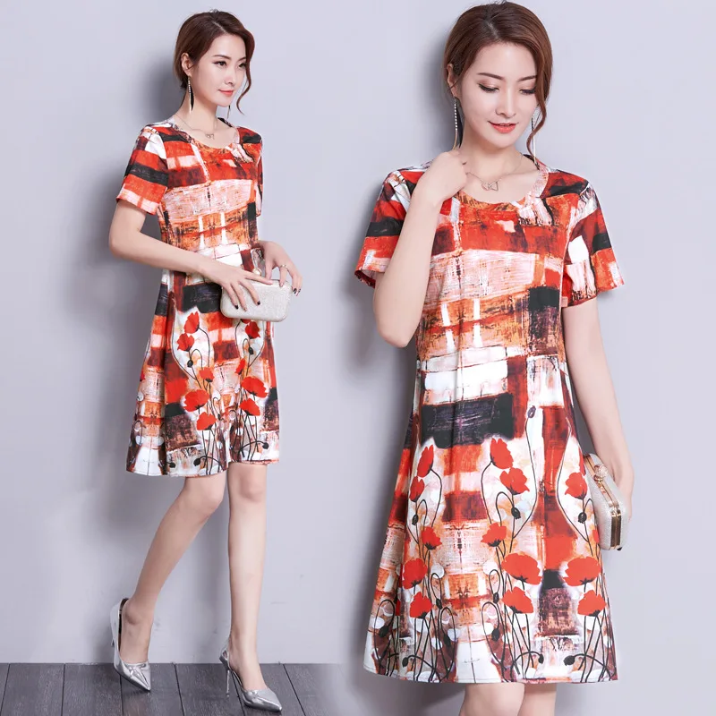 

2019 Summer Wear New Style Korean-style Mulberry Silk Real Silk Mid-length Loose-Fit Dress Women's