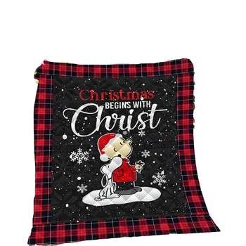 

3D Christmas Snoopy Quilt Digital Printing Cartoon Blanket Quilt Fashionable Bedspreads And Comforters Quilts For Bed