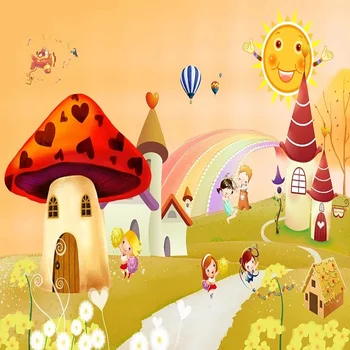 

Custom large mural 3D wallpaper Cartoon fantasy fairy world rainbow child bedroom mural TV back wall decor deep 5D embossed