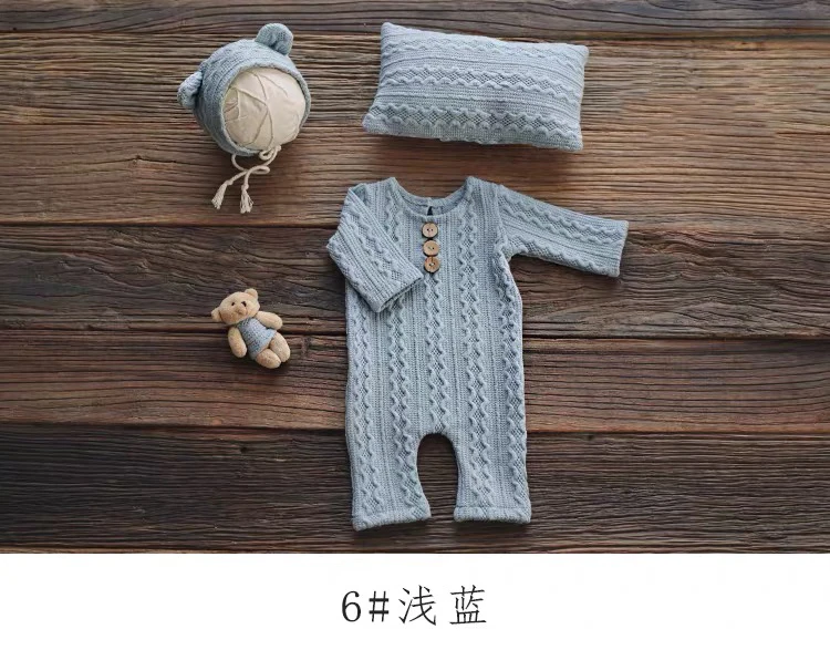 light blue Студийная одежда для фотосессии для маленьких мальчиков и девочек; реквизит для фотосессии новорожденных; Детский комбинезон+ шапочка+ кукла; Комплект для фотосессии; аксессуары - Цвет: light blue