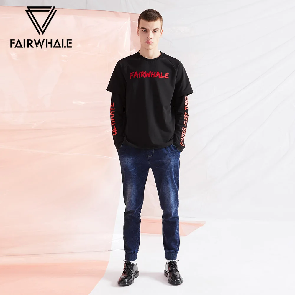 

Mark Fairwhale 2019 Autumn Winter Fashion Denim Jeans Men Elastic Waist Straight Long Blue Pants 717321011002