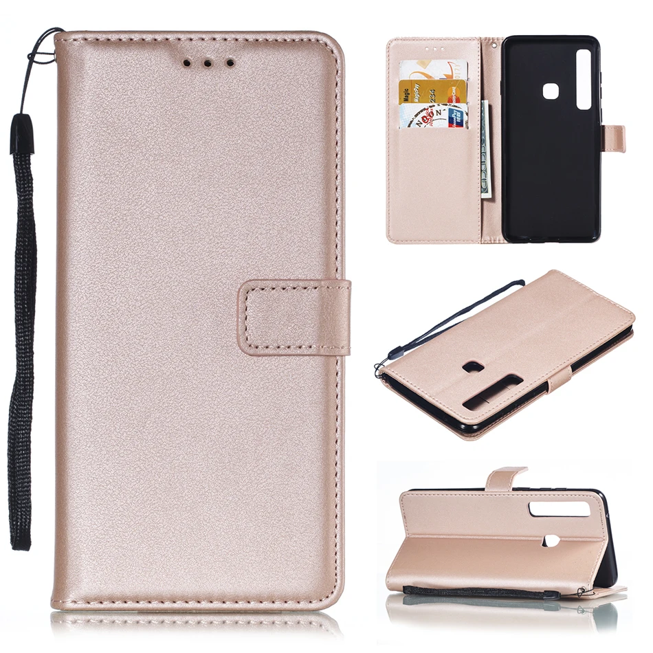 Однотонный кожаный чехол кошелек для Samsung Galaxy A9 A7 A8 A6 Plus 2018 A3 A5 2017 A320 A520 A310 A510