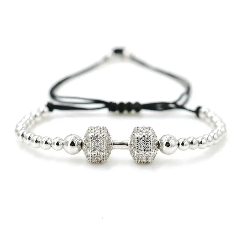 ANILLO Micro Pave CZ мужской браслет со штангой серебряный цвет любит удачу плетеный Канат для женщин Регулируемый Шарм ювелирные изделия