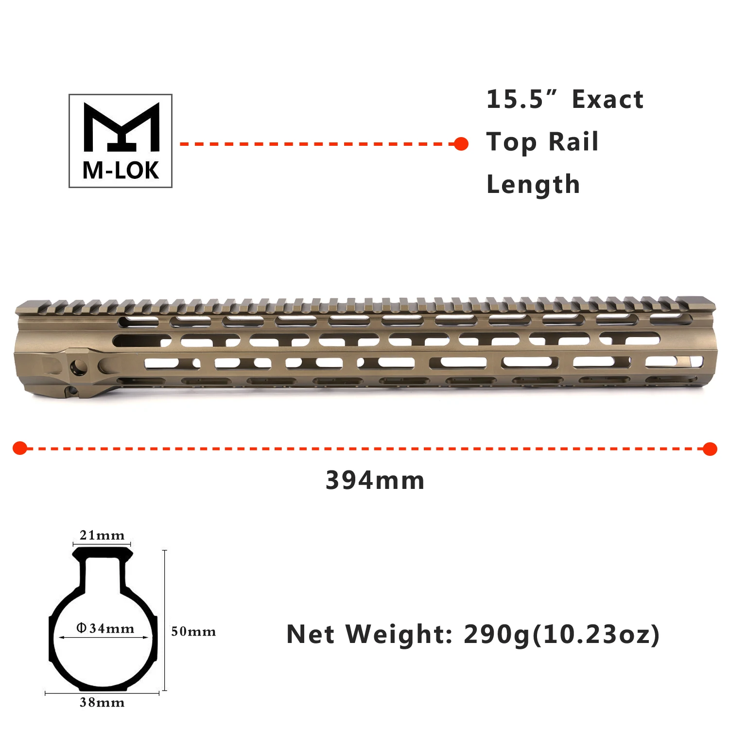 15," ar15 handguard free float mlok handguard M4 система крепления черный/синий/FDE/красный handguard airsoft mlok grip - Цвет: HG68P15.5M-FDE