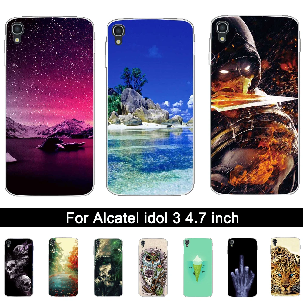 

For Alcatel One Touch Idol 3 4.7" 6039 Cover Transparent Soft Silicone Cartoon Pattern Cover For Alcatel idol3 TPU Phone Cases