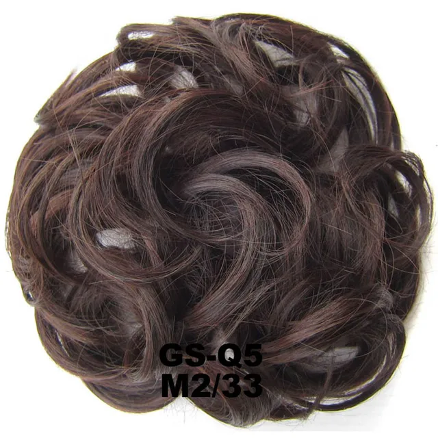 Jeedou Messy Chignon Donut Hair Bun Pad Elastic Hair Rope Rubber Band Synthetic Hairpiece Gary Brown Color M2-33