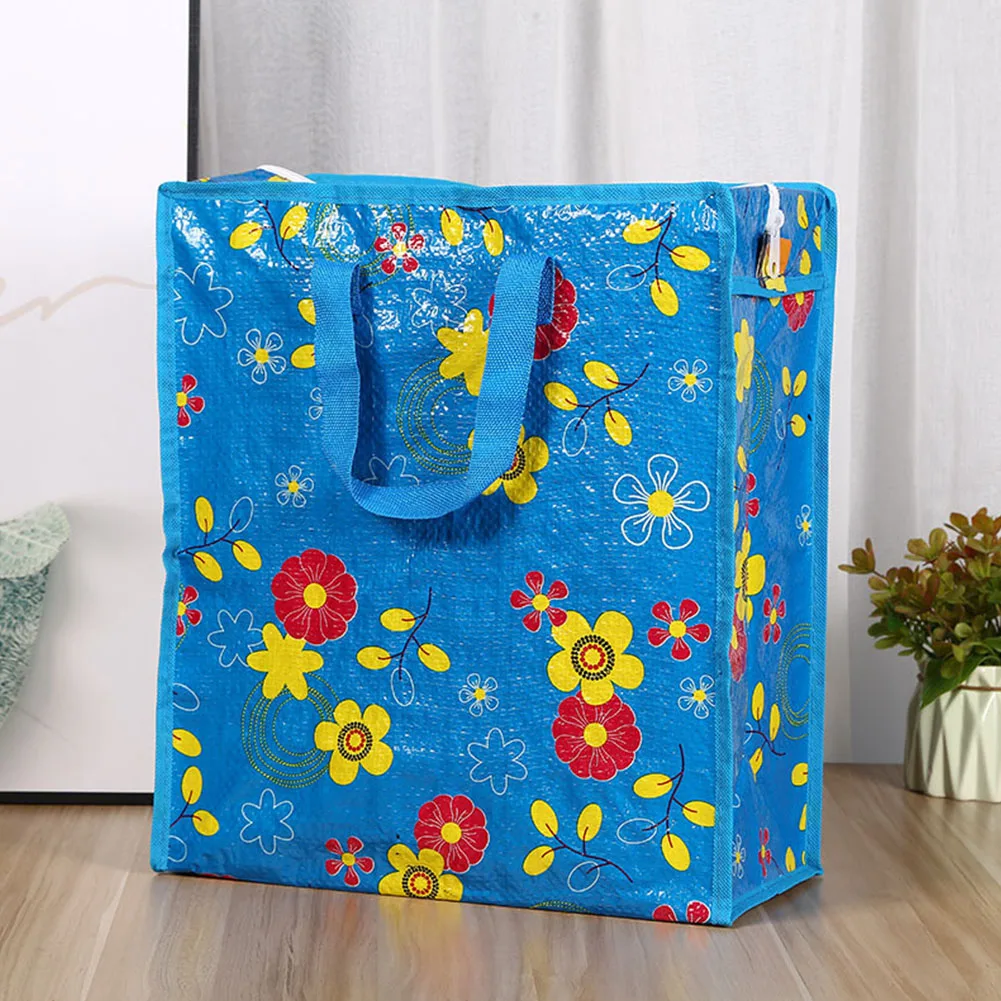 Waterproof Fabric Storage Bag Zipped Random Color Tote Laundry Home Floral Shopping Organizer