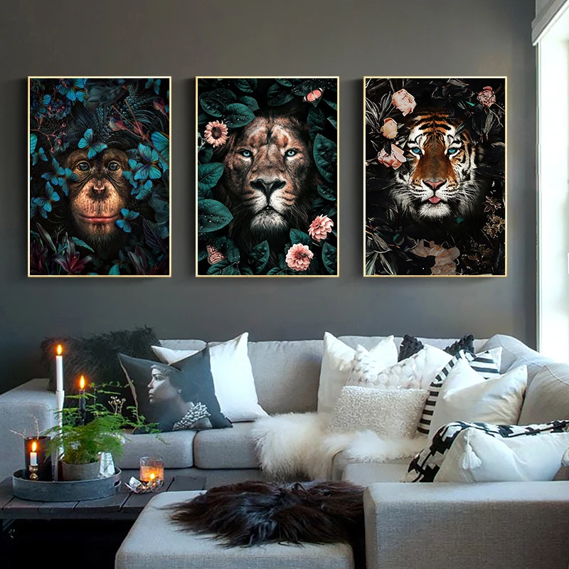 Wild Jungle Animal Paintings Printed on Canvas • CanvasPaintArt