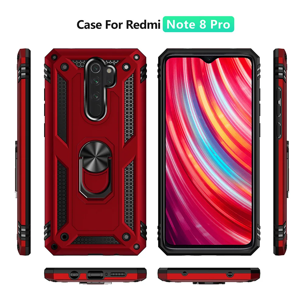 for Xiaomi Redmi Note 8T Case Cover Armor Rugged Military Shockproof Magnetic Car Holder Ring Case for Xiaomi Redmi Note 8T 8 T phone card case