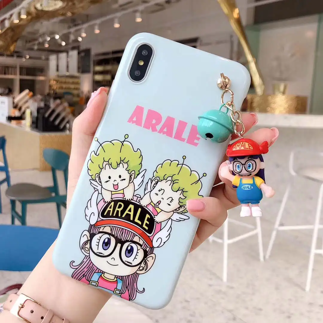 Япония мультфильм Arale кукла колокол Шарм IMD мягкая Задняя накладка чехла из ТПУ для iPhone8/6s 7plus XR X XS корпус оболочки защиты fundas