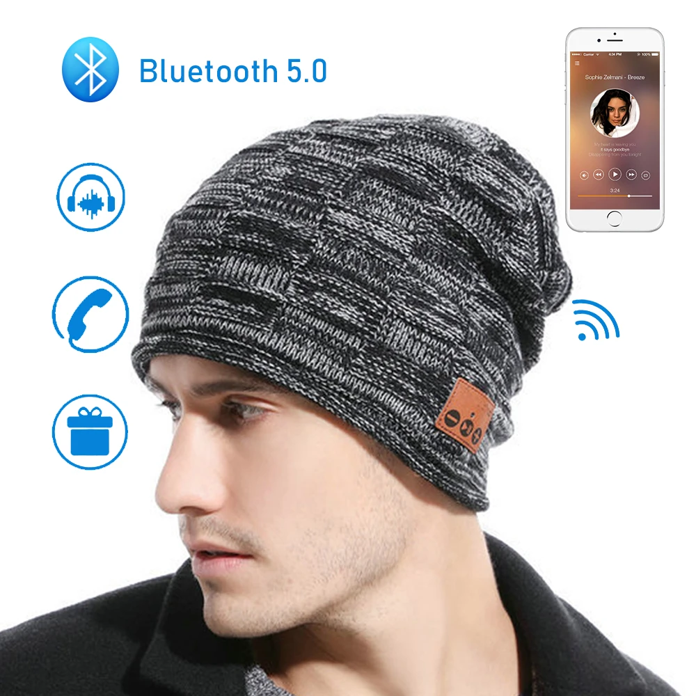 Улучшенная вязаная шапка с Bluetooth наушники мужская уличная спортивная