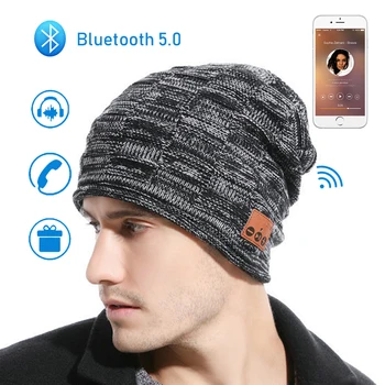 

Upgraded Bluetooth Knit Hat Headphones Men Outdoor Sport Running Wireless Headset Music Winter Cap Built-in Mic Warm Beanie Hat