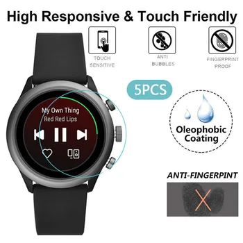 

5PCS Clear Film Tempered Glass Screen Protector Film Explosion-Proof Protective Accessories for Fossil Sport 43mm Smart Watch
