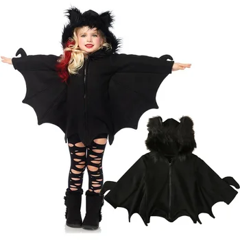 

Unisex Kids Black Bat Funny Costume Outfit Jumpsuit Wings Child Halloween Cos Hooded Catsuit Festival Gift For Child Boys Girls