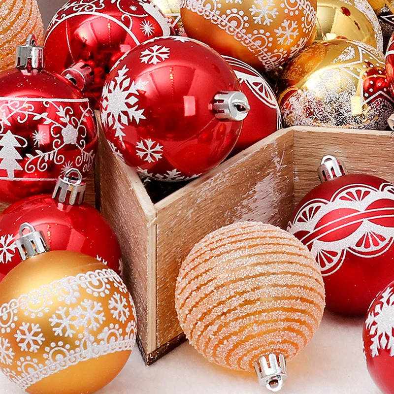 24Pcs Christmas Tree Pendant Shiny Decorative Balls 6cm Xmas Party Hanging Ornaments decorations for home