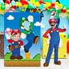 Mario Brother Photo Booth Props Photography Backdrops Mario Brother Themed Photo Door Banner with Rope Party Decor Supplies 1