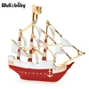 Wuli&baby Enamel Sailboat Brooches For Women 3-color Beauty Steam Boat Party Casual Office Brooch Pins Gifts ► Photo 3/5