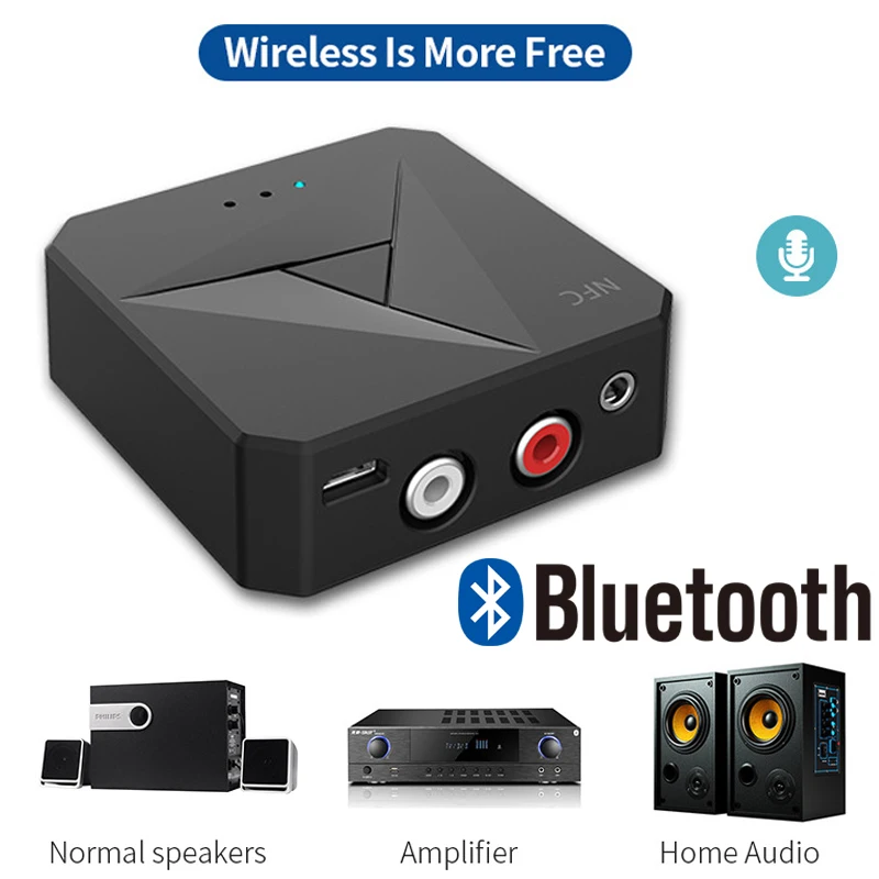NFC Bluetooth 5 0 Receiver 2 in 1 Wireless Transmitter 3 5mm AUX RCA Jack Stereo Audio Adapter For Car Kit Speaker Headphones