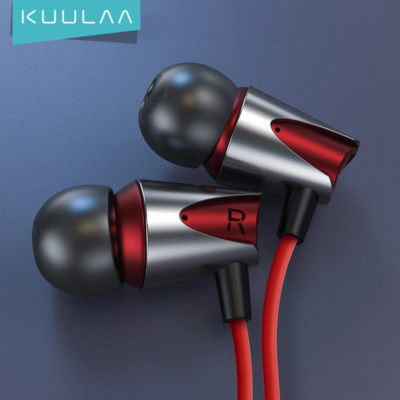 Проводные наушники KUULAA с микрофоном 3 5 мм для Samsung Huawei iPhone 6s 6 Plus стереогарнитура